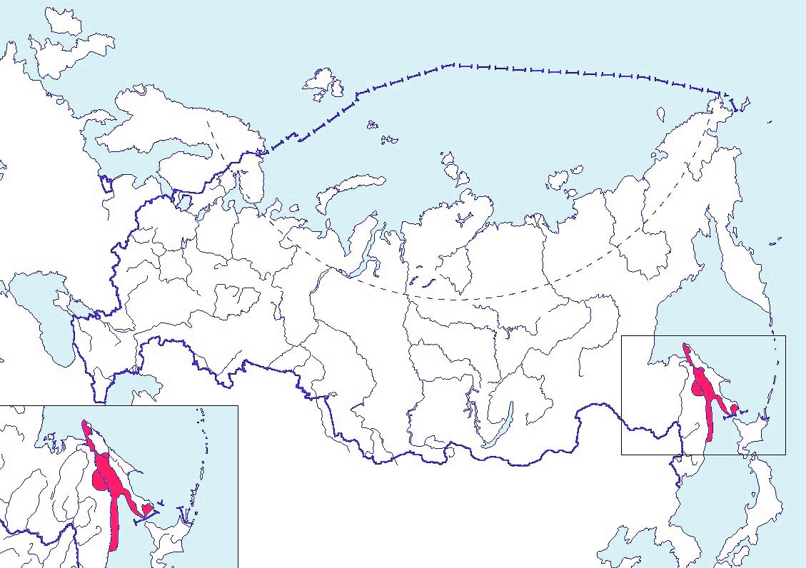 Осетр сахалинский карта ареала