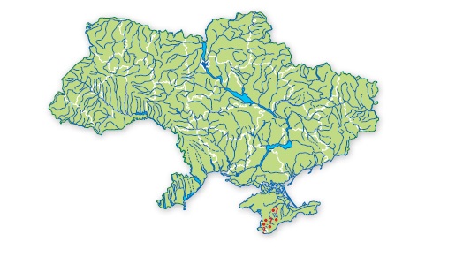 Шемая крымская карта ареала