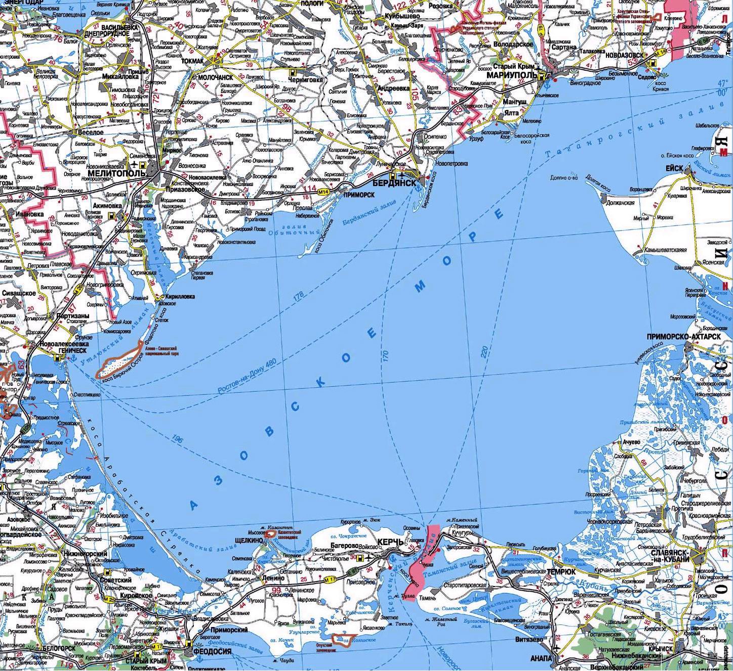 Карта Азовского моря