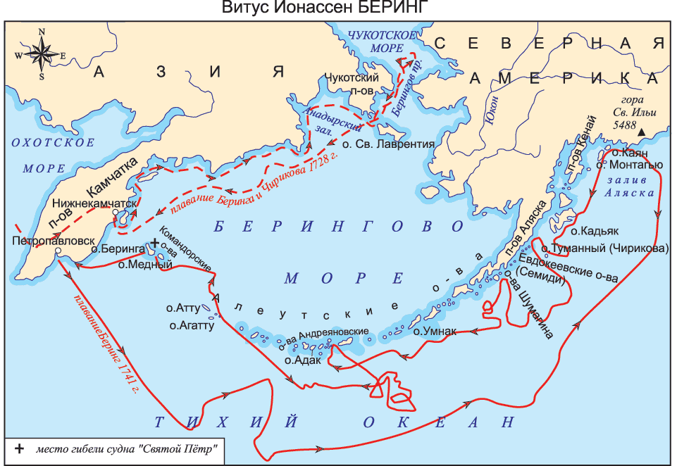 Карта Берингова моря
