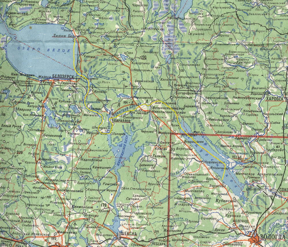 Карта Белого озера