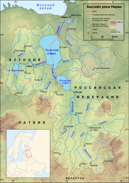 Карта Чудско-Псковского озера