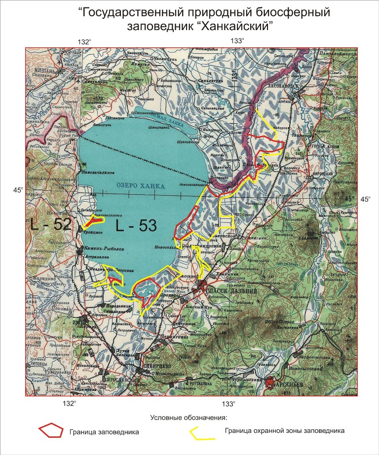 Карта озера Ханка