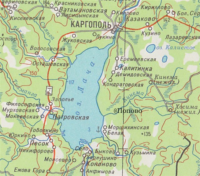Карта озера Лача