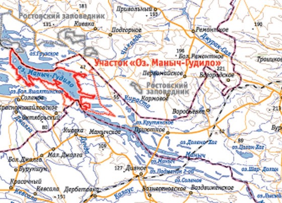 Карта озера Маныч-Гудило