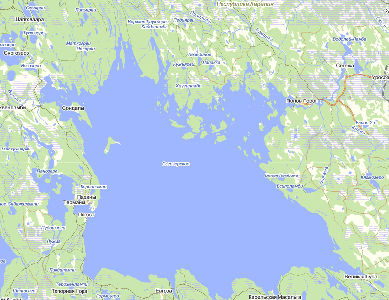 Карта озера Сегозеро
