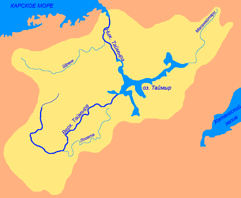 Карта озера Таймыр