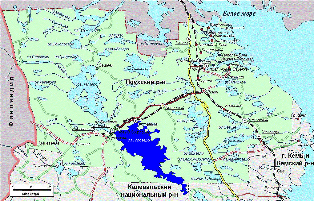 Карта озера Топозеро