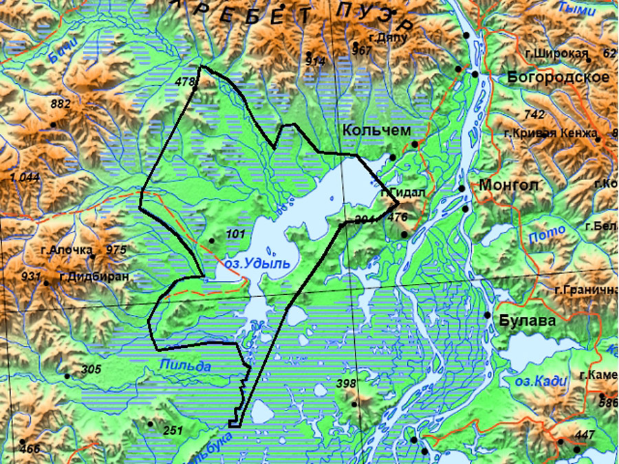Карта озера Удыль