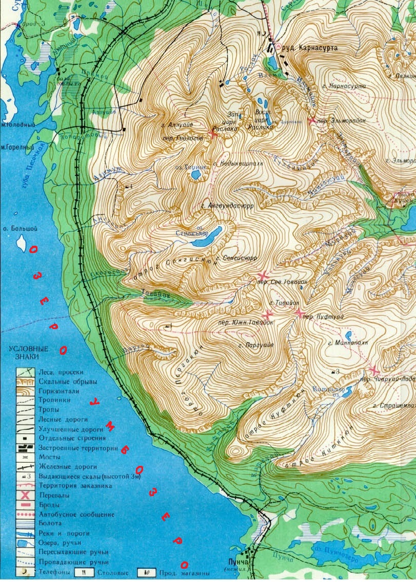 Карта озера Умбозеро