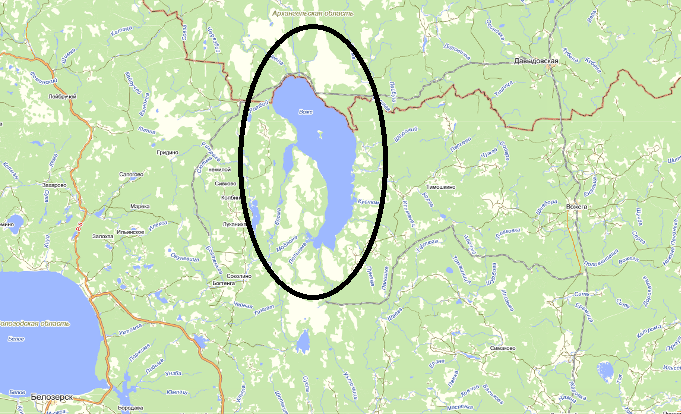 Карта озера Воже