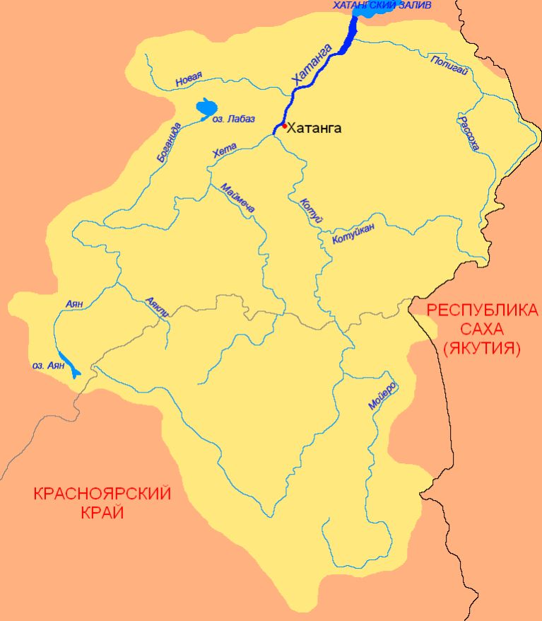 Карта реки Хатанга