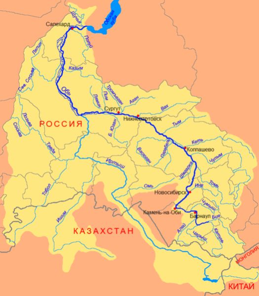 Карта реки Обь