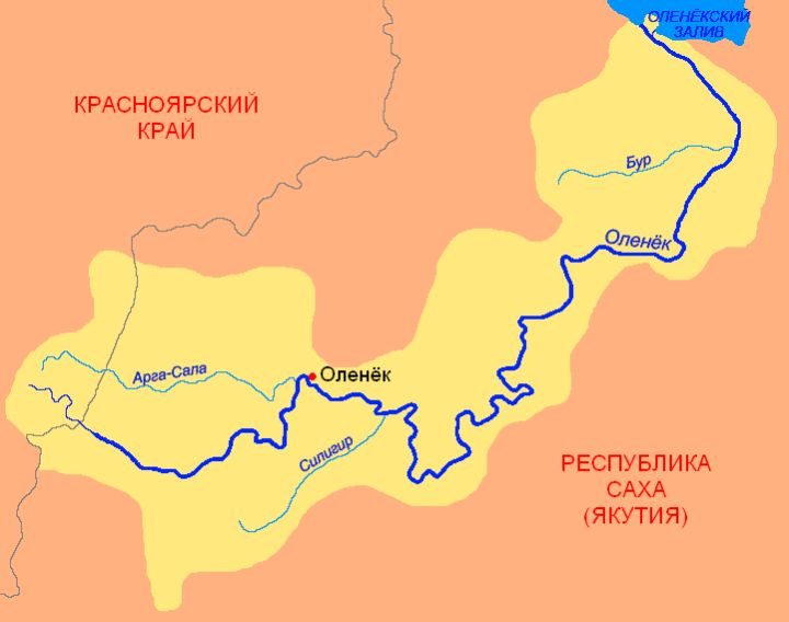Карта реки Оленёк