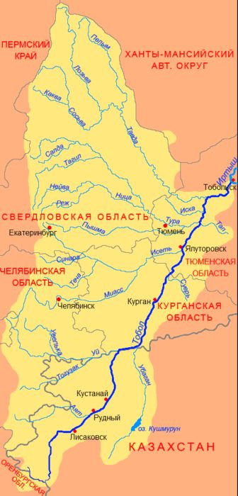 Карта реки Тобол