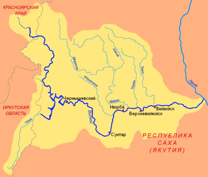 Карта реки Вилюй
