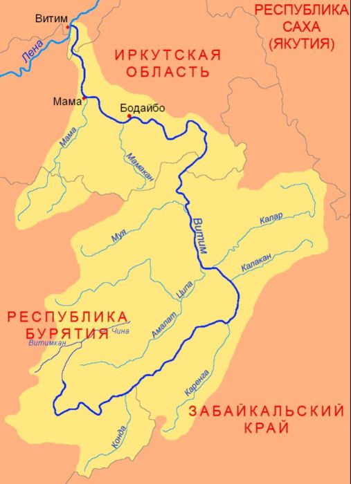 Карта реки Витим