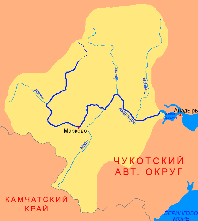 Карта реки Анадырь