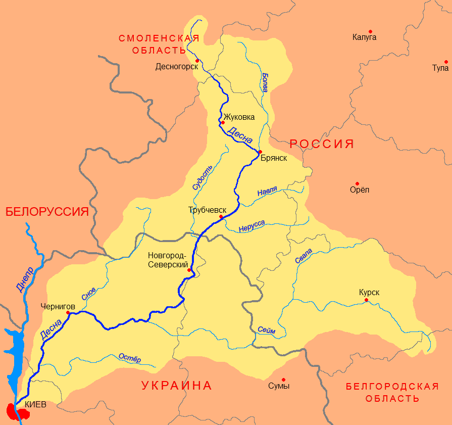 Карта реки Десна
