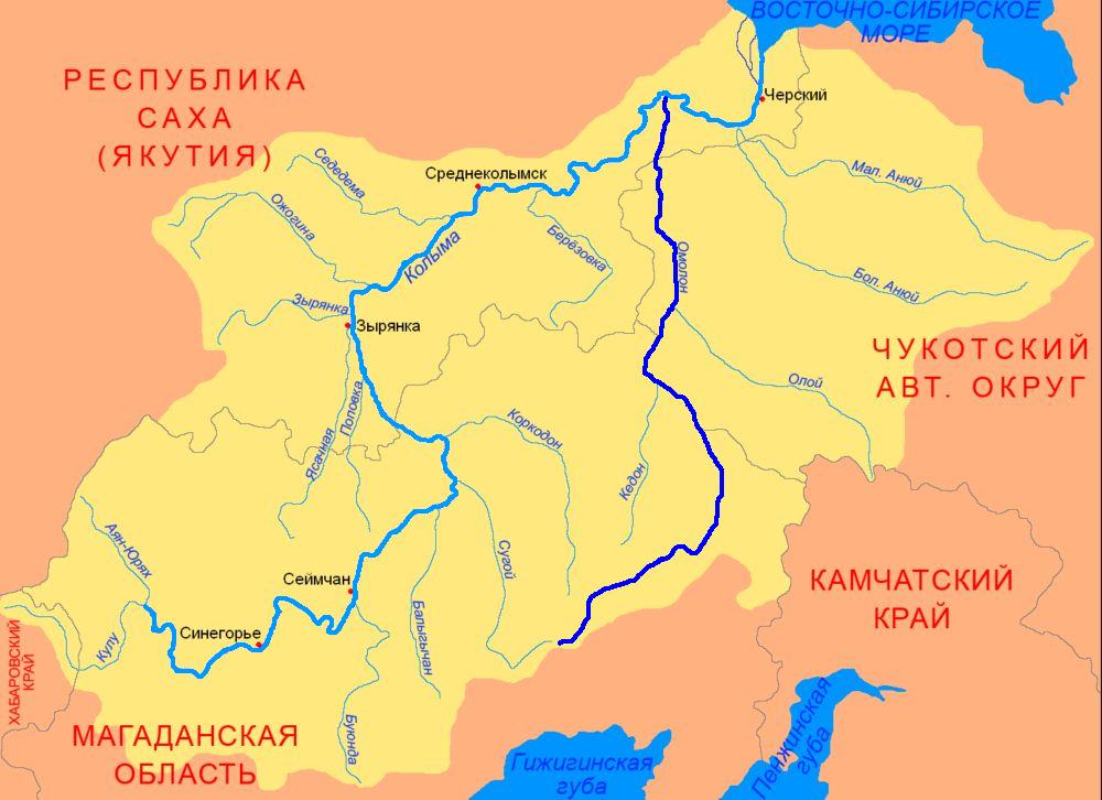Карта реки Омолон