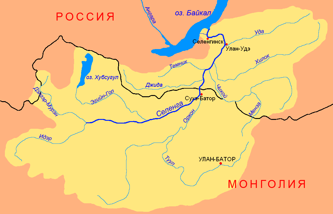 Карта реки Селенга