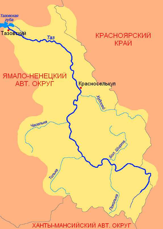 Карта реки Таз