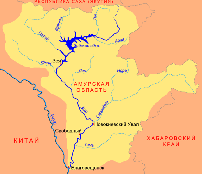 Карта реки Зея